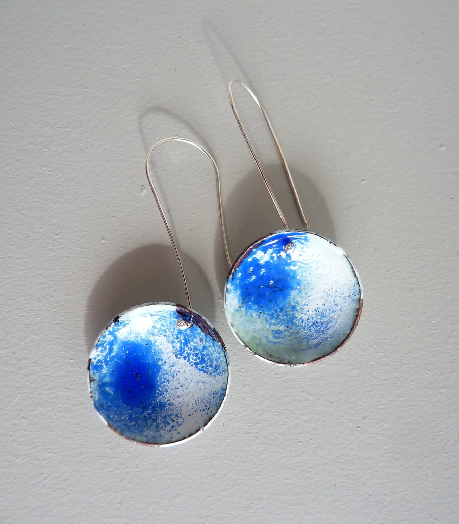 Blue and White Domed Earrings