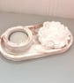 Blush Marbled Oval Tray Set with Flower Fragrance Stone and Tealight Holder
