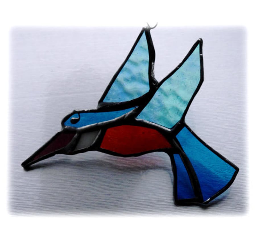 SOLD Kingfisher Suncatcher Stained Glass British Bird Handmade
