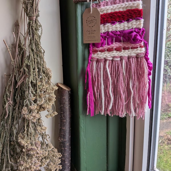 Hand Woven Pink Bohemian Wall Hanging
