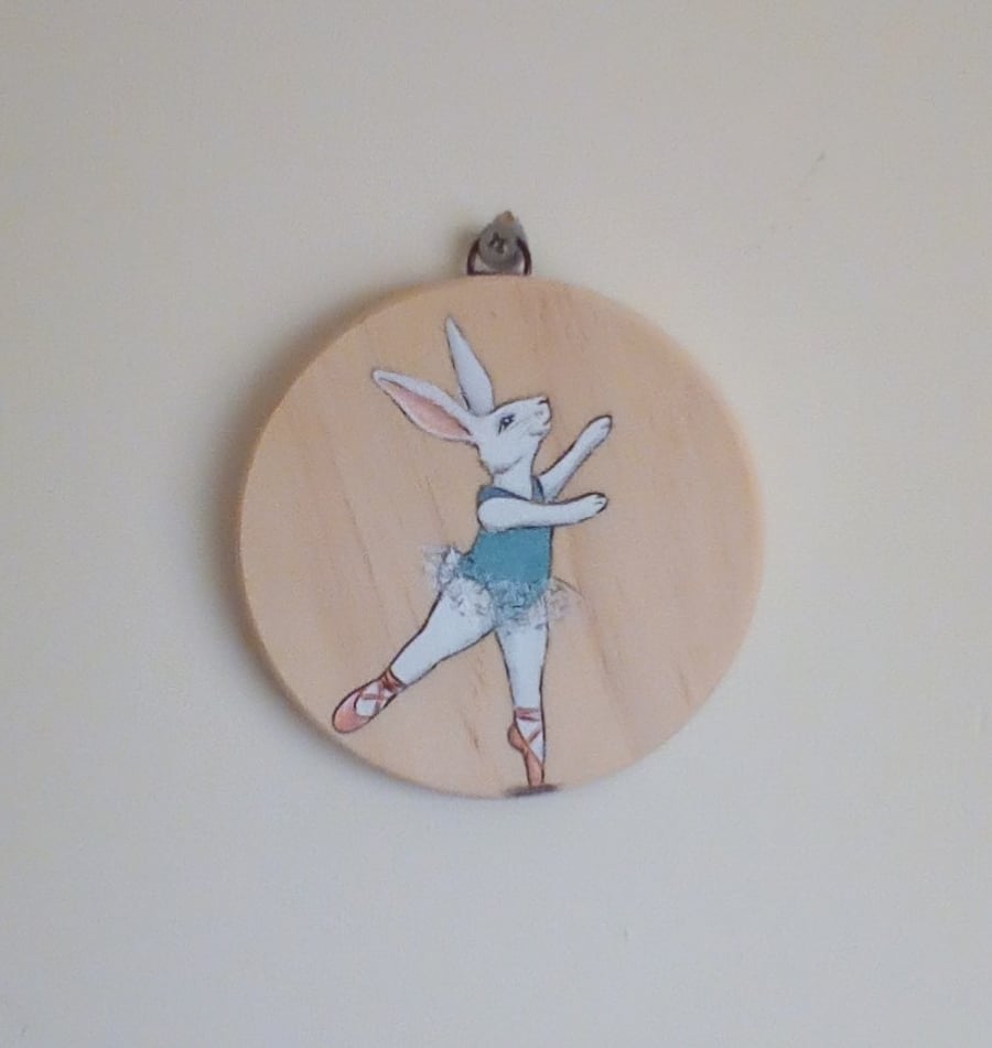 Ballerina Bunny Hanging Decoration Hand Painted Ballet Dancer Rabbit