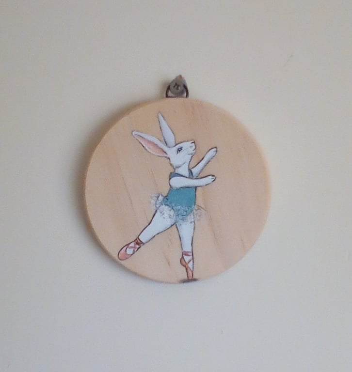Ballerina Bunny Hanging Decoration Hand Painted Ballet Dancer Rabbit