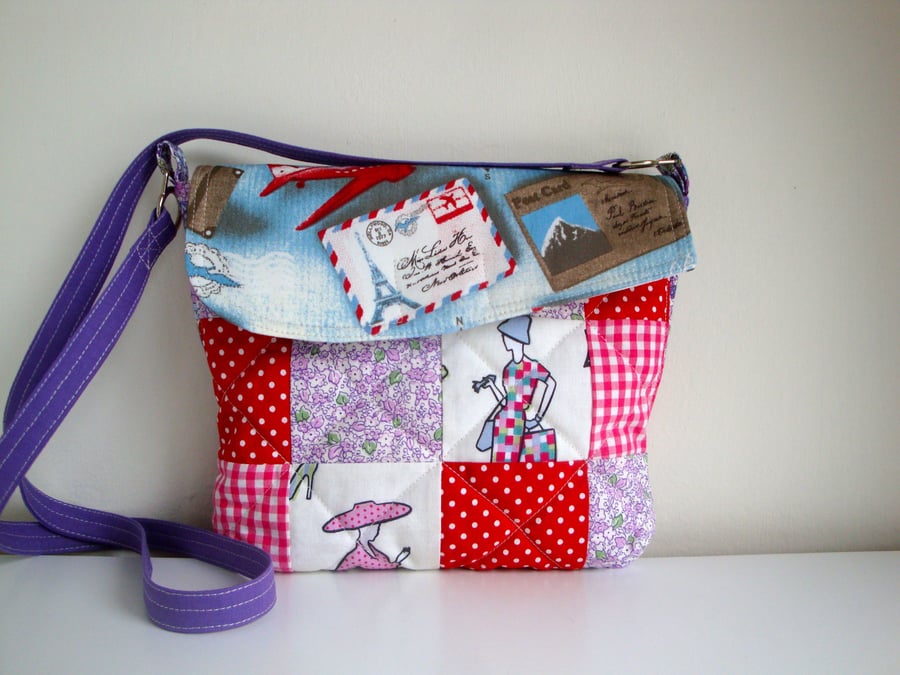 SALE Small Patchwork Cotton Shoulder bag 