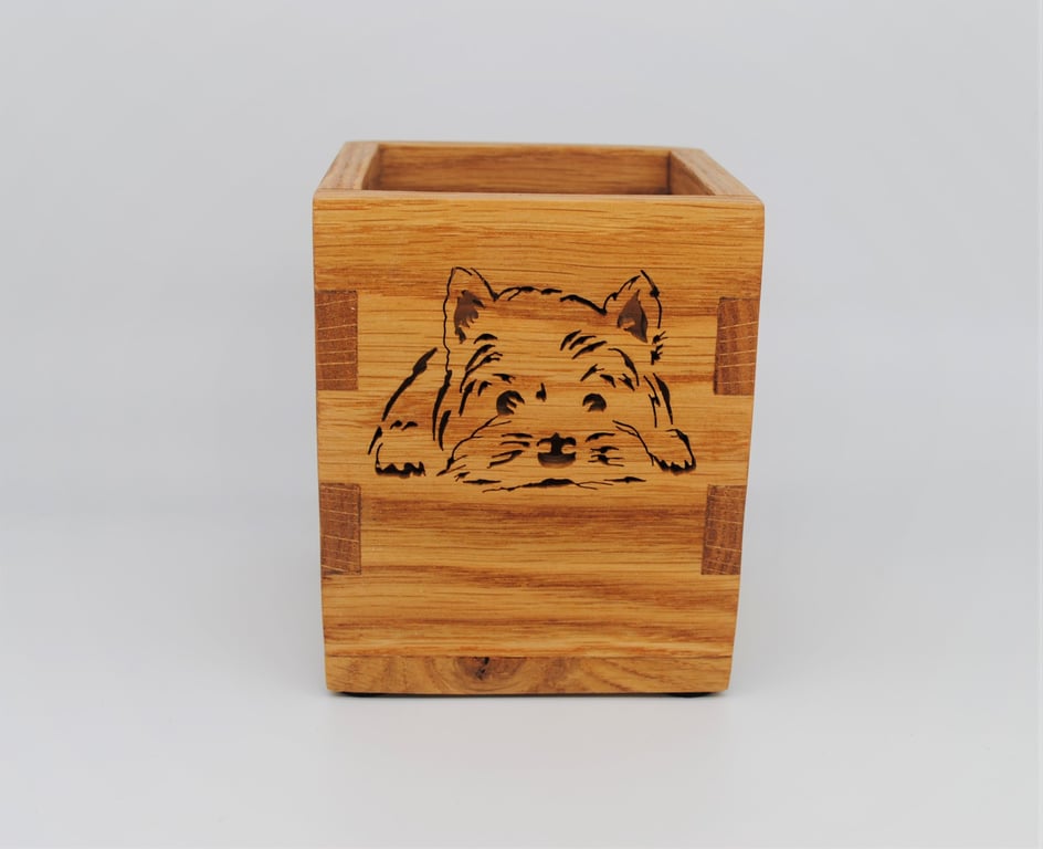 Decorative Storage Oak Box - West Highland Terrier (Young Westie)