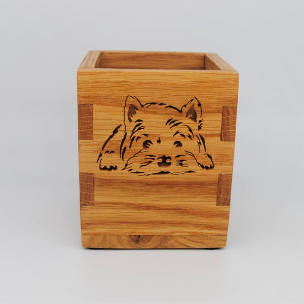 Decorative Storage Oak Box - West Highland Terrier (Young Westie)