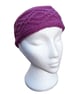 Hand knitted ladies magenta headband ear warmer with double diamond pattern  - Image 3
