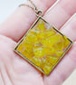 Yellow Jade Brass plated Square Worry Stone Necklace - Free Postage - Image 3