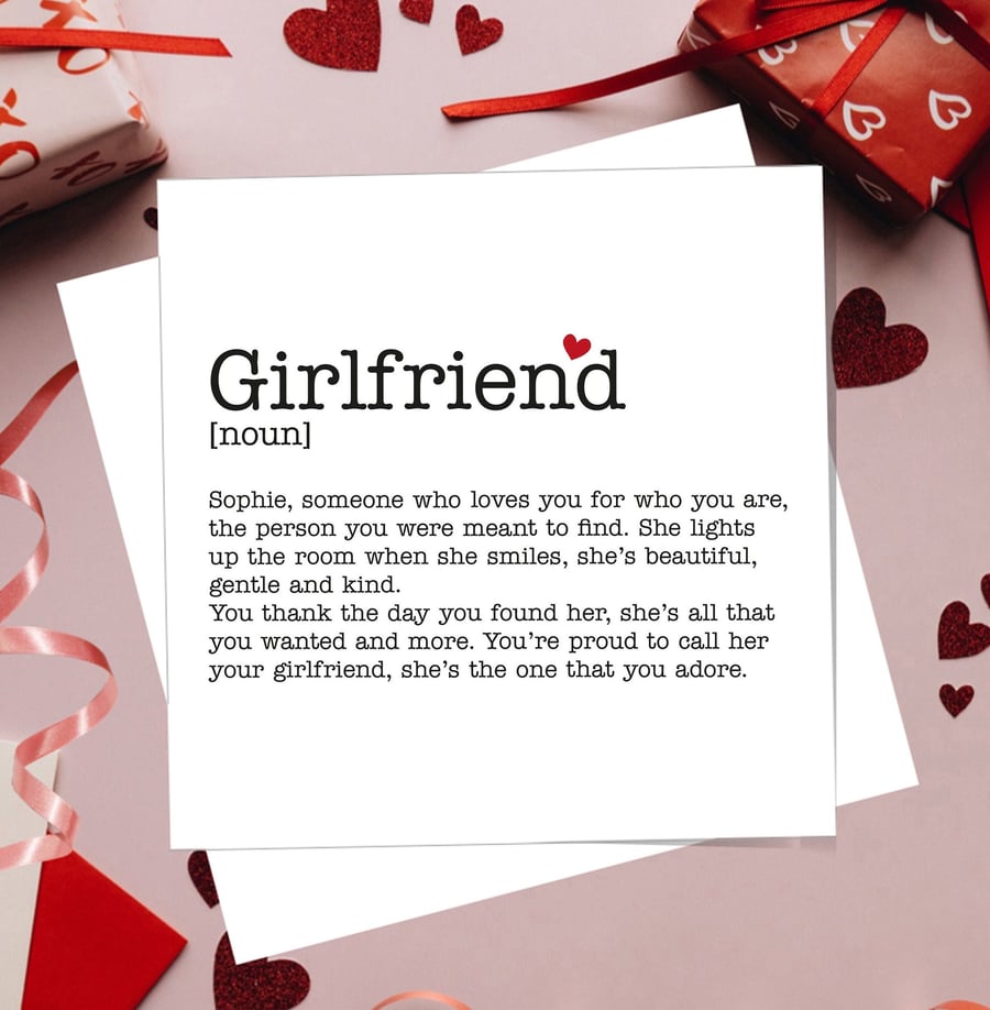 Anniversary Card Personalised Girlfriend Definition. Free delivery