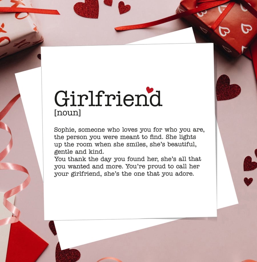Anniversary Card Personalised Girlfriend Definition. Free delivery