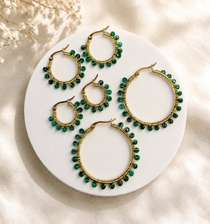 Malachite Whisper Hoops