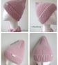 Hand knitted pink beanie, Fashion pointy beanie, Merino cotton mohair blend - Image 2
