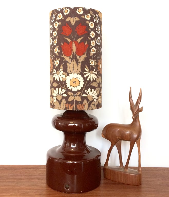 Sweet Chocolate Brown Chain Pat Albeck 70s vintage fabric Lampshade option