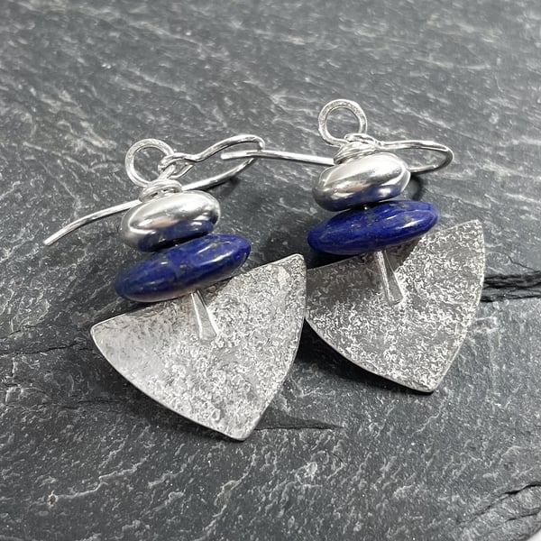 Sterling silver and lapis lazuli Shovel earrings