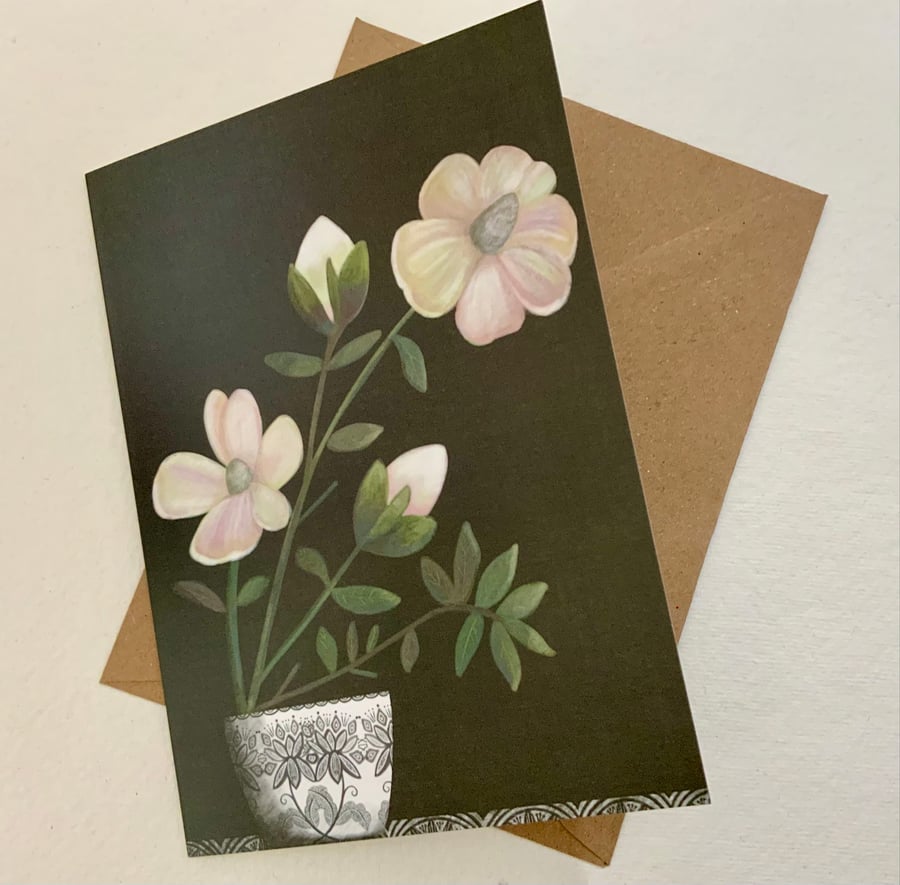 Magnolia, blank greetings card 