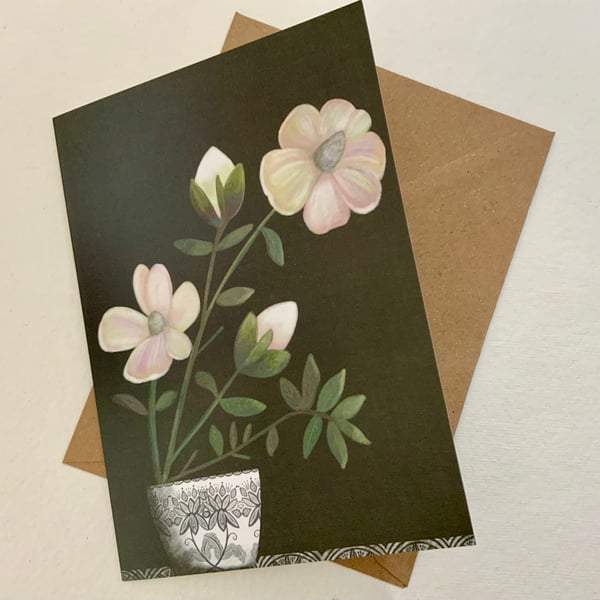 Magnolia, blank greetings card 