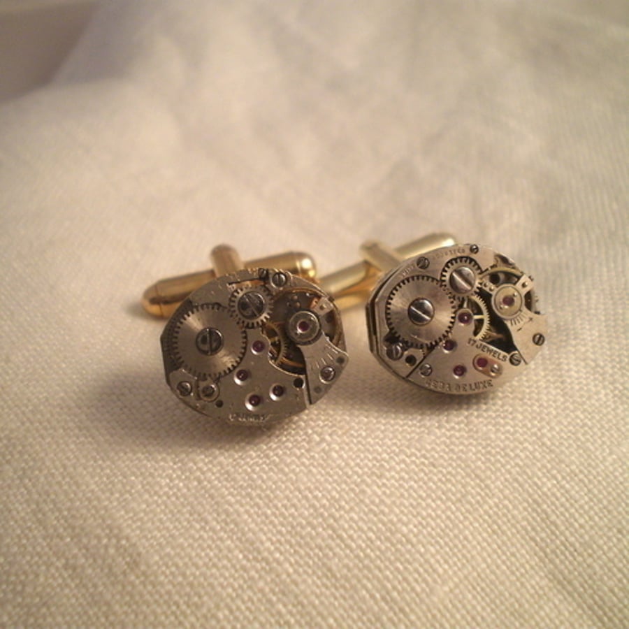  Steampunk Watch Movement Cufflinks.