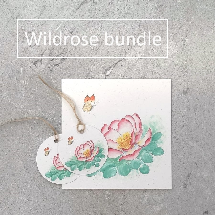 Wildrose Bundle Blank Butterfly Rose and Gift Tags Eco Friendly