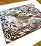 Jay hand printed linocut print - Image 4