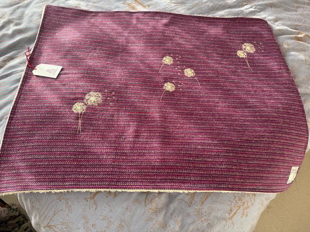 Harris Tweed Lap Blanket embroidered with Dandelions