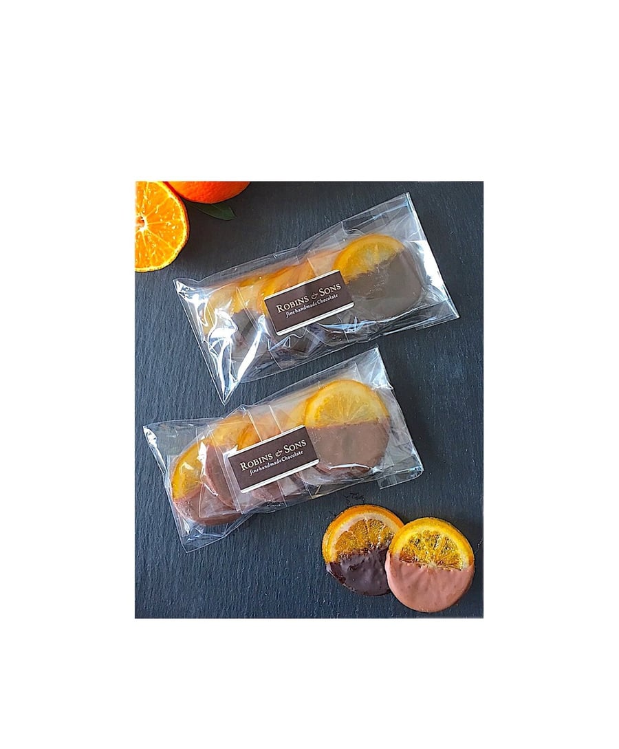 Belgian Chocolate dipped ORANGE SLICES in milk or dark chocolate