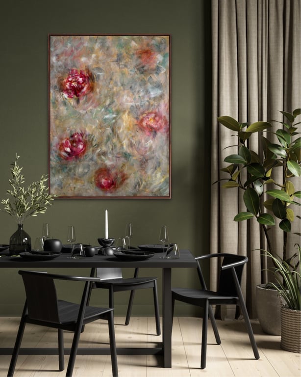 Original abstract one of a kind Shabby Chic Garden 