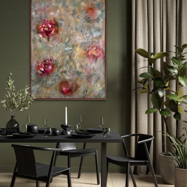Original abstract one of a kind Shabby Chic Garden 