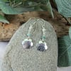 Earrings, Sterling Silver Long Droppers with Emeralds