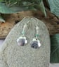 Earrings, Sterling Silver Long Droppers with Emeralds