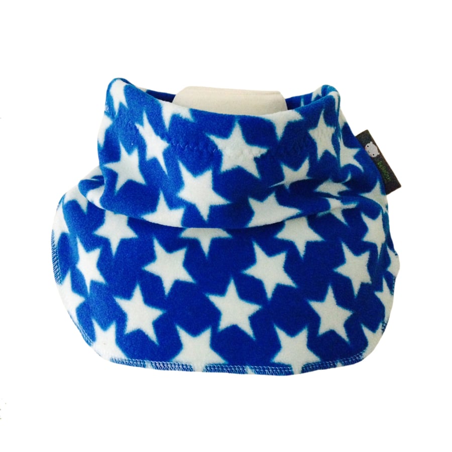 Handmade BLUE WONKY STARS Fleece NECK WARMER DUDE SNOOD Kids SCARF