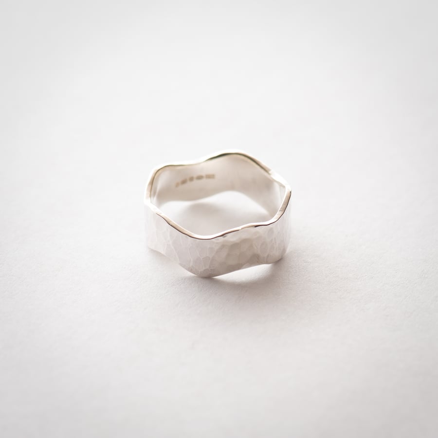 Hammered Wave Ring Handmade from Sterling Silver