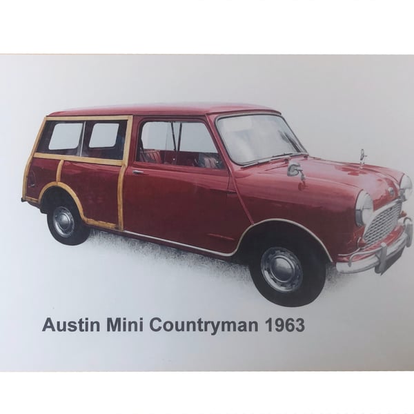 Mini Austin Countryman 1963 - Aluminium Plaque - A5 or 203x304mm