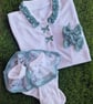 Sophia's Personalised Handmade 4-Piece School Sets -Green & White