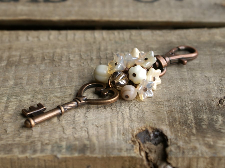 Cream Key Bag Charm