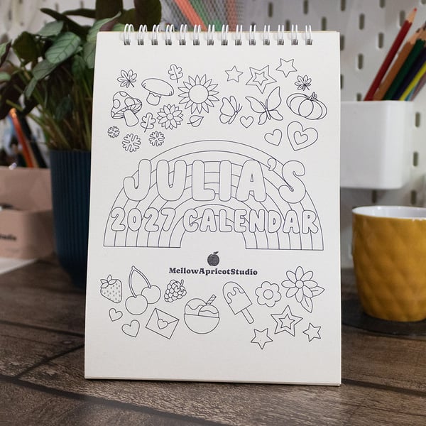 Personalised 2027 Colouring Desk Calendar with Journal Prompts