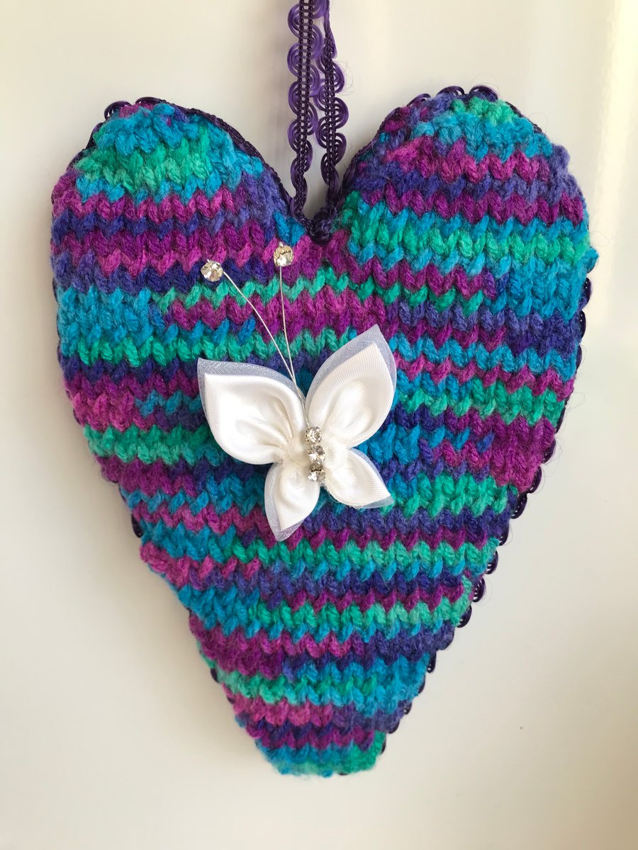 Hand Knitted Hanging Heart