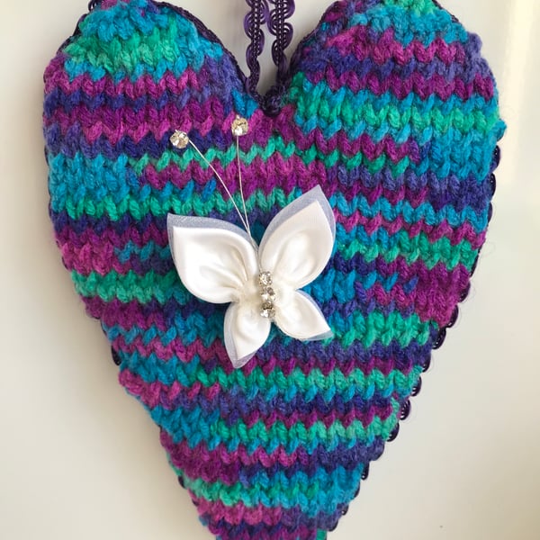Hand Knitted Hanging Heart