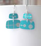 Mid century style rectangle earrings in turquoise 