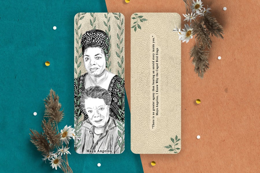 Author bookmark, feminist author bookmarks, Female author bookmark, Maya Angelou