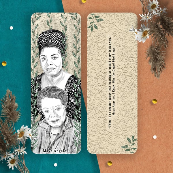 Author bookmark, feminist author bookmarks, Female author bookmark, Maya Angelou