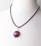 Handmade Necklace, Kumihimo Braid and Pink & Black Murano Glass Bead - Image 4