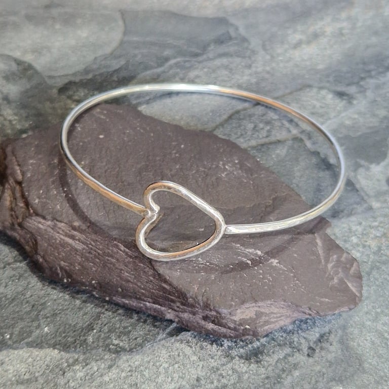 Made with Heart : Sterling Silver Bangle: handmade, recycled, polished