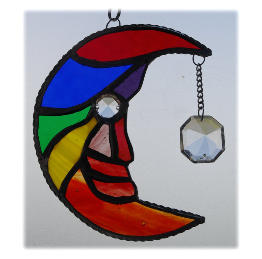 Moon Star Suncatcher Stained Glass Rainbow