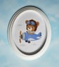 Hand-Painted Bear in Airplane Wall Art, Framed Acrylic Flying Nursery Decor