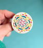 Handmade Ceramic Round Daisy Mandala brooch, Hand Made Badge - Image 1
