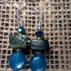 Earrings sterling silver wires blue  13