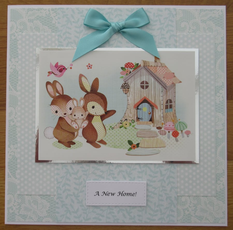 Bunnies With A New Home - 8x8" Card