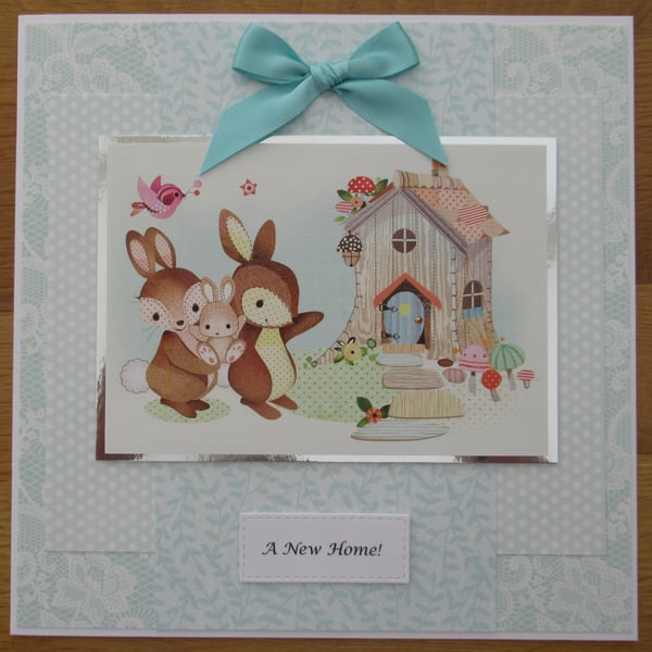 Bunnies With A New Home - 8x8" Card
