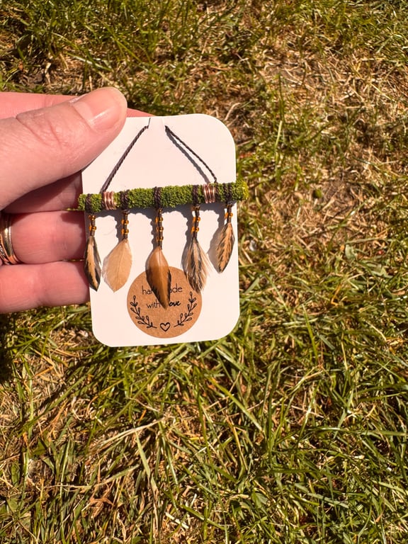 Miniature 1:12 mossy feather wall hanging 