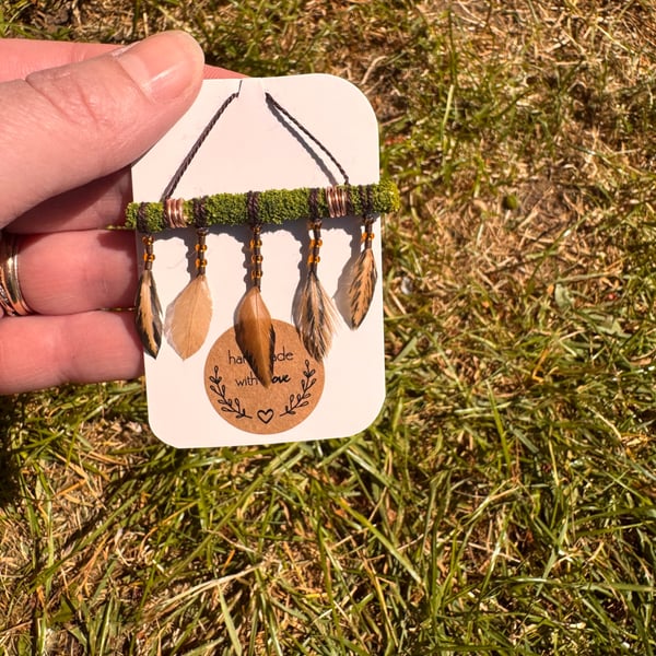 Miniature 1:12 mossy feather wall hanging 