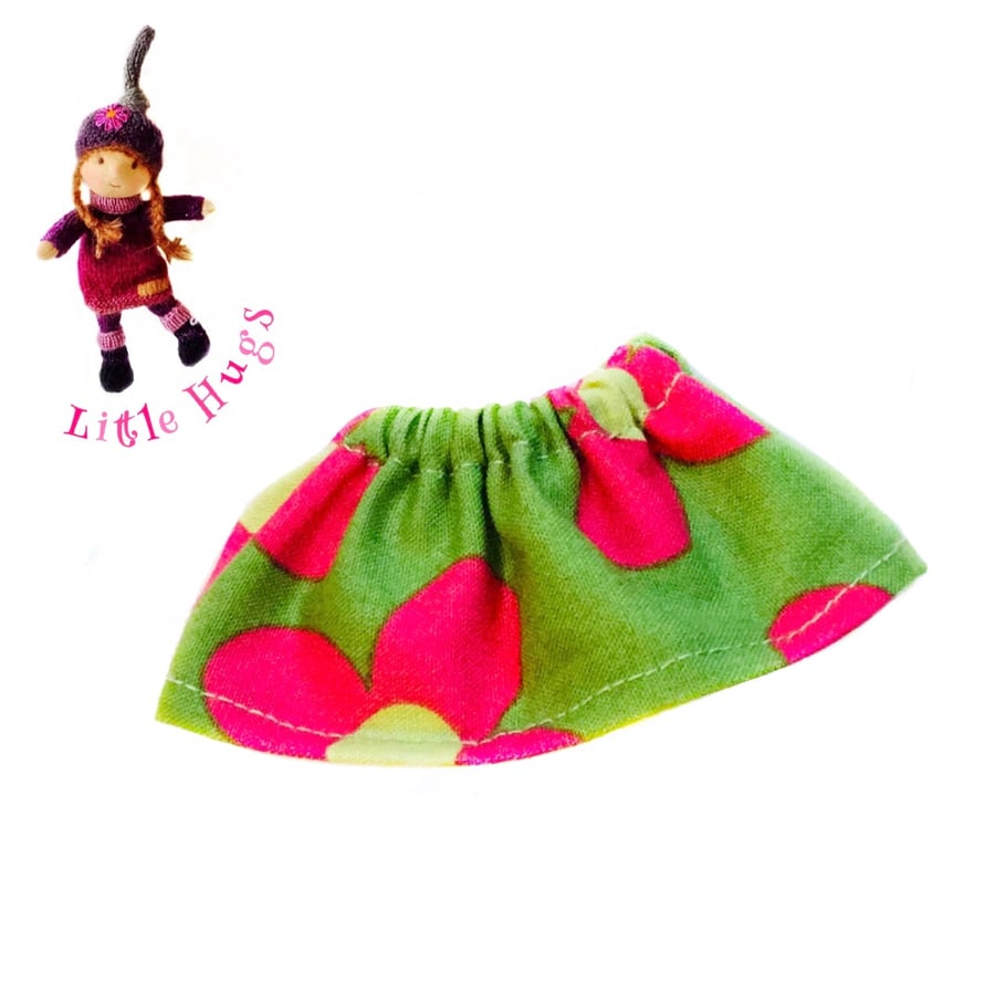 Reserved for Kat Bright Pink Flowered Skirt to fit the Little Hug Dolls 